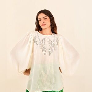 Farm Rio Off white Lace Top